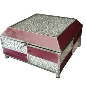 Elegant Stainded Glass and Metal Storage Box